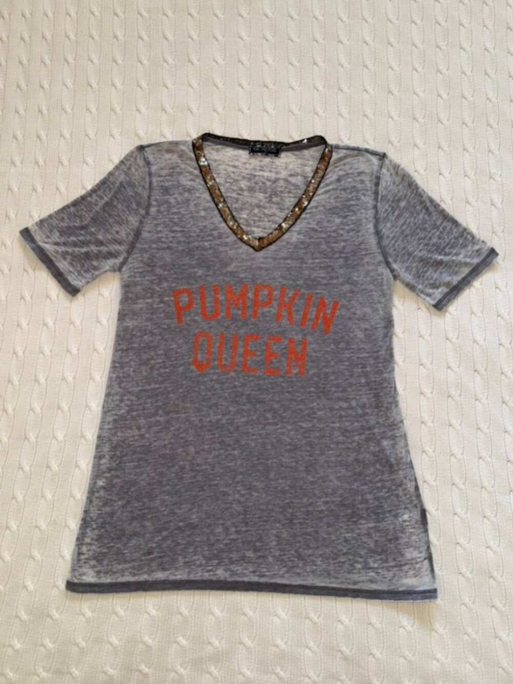 Gameday Couture - Halloween Fall Pumpkin Queen Sequin Top Sz S